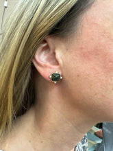 Load image into Gallery viewer, Stone Stud Earrings Silver Leaf Jasper