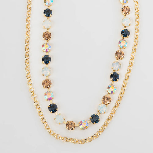 Dylan Rhinestone Layered Necklace, 2 Asst