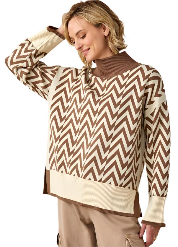Geometric Jacquard Sweater Brown Hartzog Gifts & Fine Jewelers