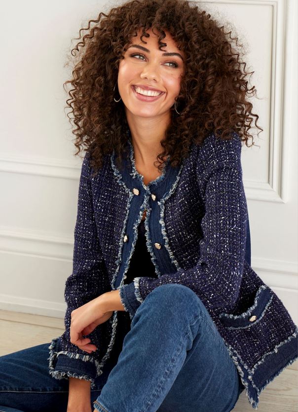 Tweed and Denim Crew Neck Jacket – Hartzog Gifts & Fine Jewelers