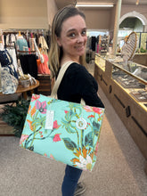 Load image into Gallery viewer, Market Tote Queenie Tropical Floral Sea Foam