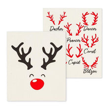 Load image into Gallery viewer, Rudolph & Names Dishcloths, Set of 2