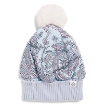 Load image into Gallery viewer, Soft Sky Paisley Quilted Pom Beanie