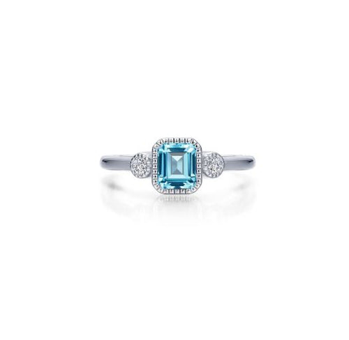 Square March Birthstone Ring