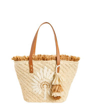 Load image into Gallery viewer, Straw Fringe Tote Palmetto