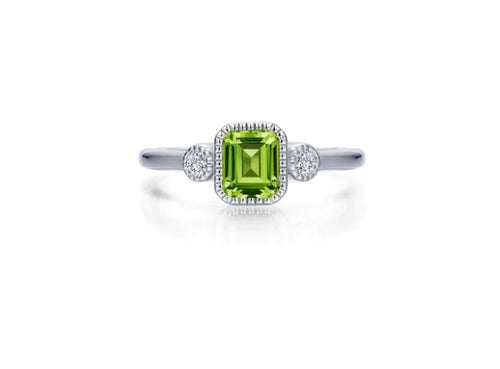 Square August Birthstone Ring