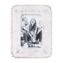 Load image into Gallery viewer, White Wood Beaded Picture Frame