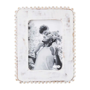 White Wood Beaded Picture Frame