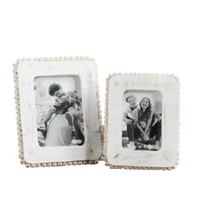 Load image into Gallery viewer, White Wood Beaded Picture Frame