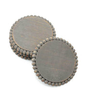 Load image into Gallery viewer, Gray Beaded Wooden Coaster Set, 4pc