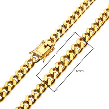 Load image into Gallery viewer, 6mm 18K Gold IP Miami Cuban Chain Necklace