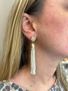 Cream Bellflower Tassel Earrings