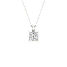 Load image into Gallery viewer, 1 1/4 ctw Princess Solitaire Pendant Necklace