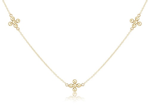 Classic Beaded Signature Cross Gold Simplicity Choker