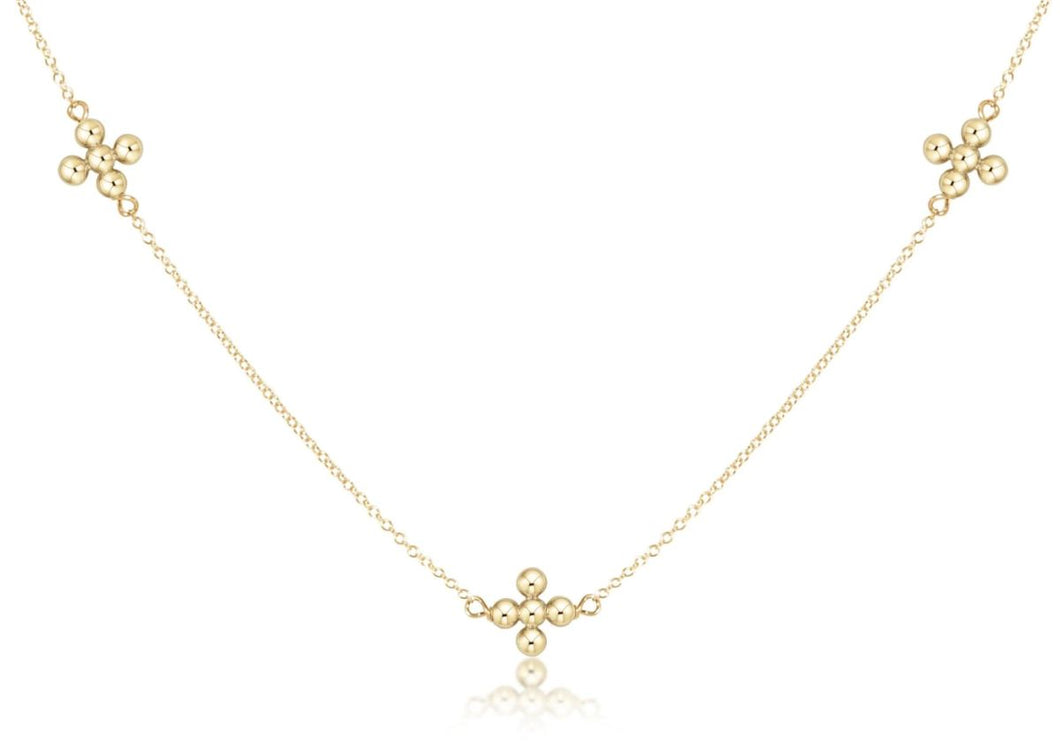 Classic Beaded Signature Cross Gold Simplicity Choker