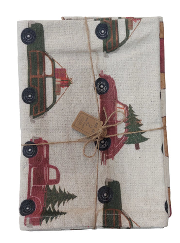 Vintage Christmas Towel Set, Car