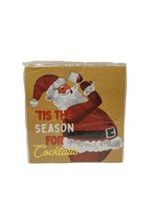 Holiday Bar Napkins, 8 Asst