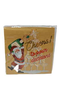 Holiday Bar Napkins, 8 Asst