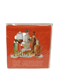 Holiday Bar Napkins, 8 Asst