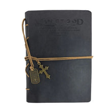 Load image into Gallery viewer, Man Of God With Cross Charm Black Faux Leather Journal