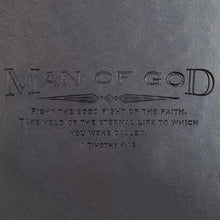 Load image into Gallery viewer, Man Of God With Cross Charm Black Faux Leather Journal