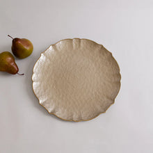 Load image into Gallery viewer, GLASS Large Round Platter or Charger (Taupe and Gold)