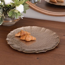 Load image into Gallery viewer, GLASS Large Round Platter or Charger (Taupe and Gold)