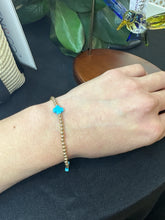 Load image into Gallery viewer, Signature Cross Gold Pattern 3mm Bead Bracelet- Turquoise