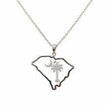 Load image into Gallery viewer, Sterling Silver South Carolina Palmetto Tree and Moon Necklace