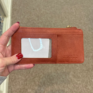 Saige Vegan Leather Slim Card Wallet- Rust
