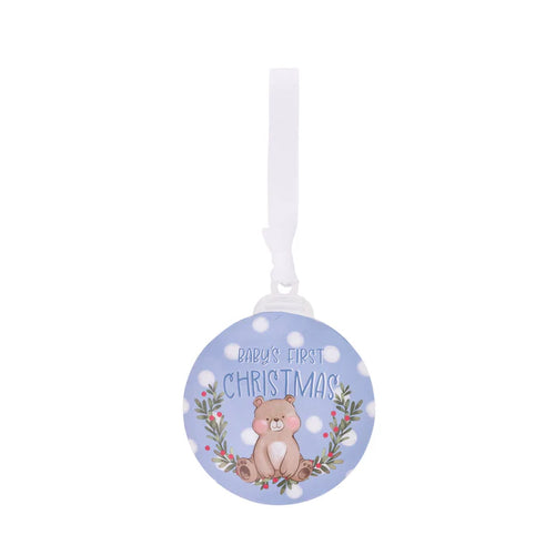 Metal Ornament: Babys First Christmas (Blue)