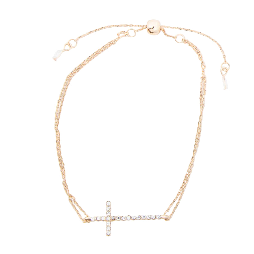 Alcea Double Row Cross Bracelet - Gold