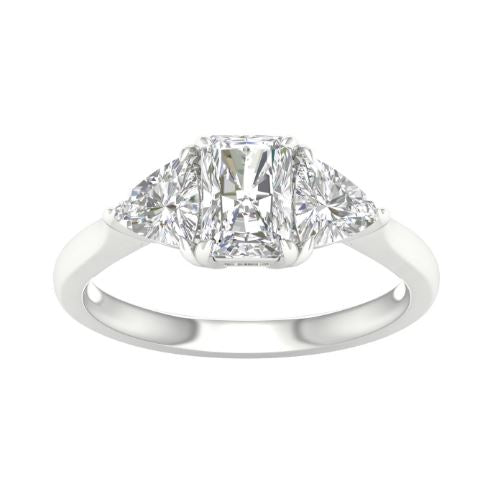 3 Stone Halo Engagement Ring 1.75 ctw