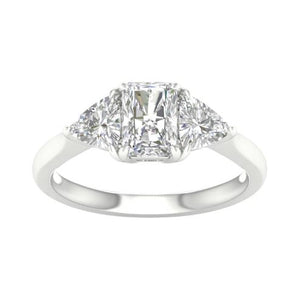 3 Stone Halo Engagement Ring 1.75 ctw