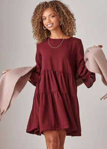 Baby Doll Dress- Burgundy