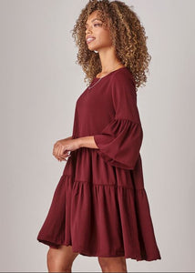 Baby Doll Dress- Burgundy