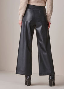 High Rise Soft Pleather Pants- Black