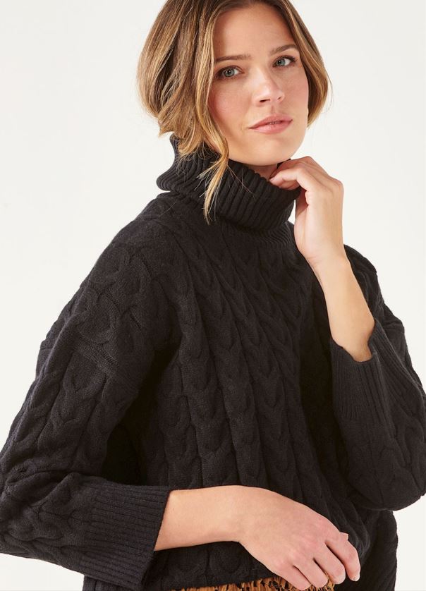 Tilsbury Chunky Cable Sweater- Black