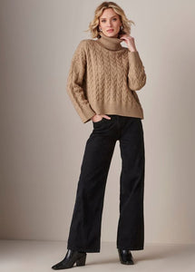 Tilsbury Chunky Cable Sweater- Heather Brown