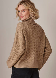 Tilsbury Chunky Cable Sweater- Heather Brown