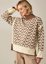 Load image into Gallery viewer, Geometric Jacquard Sweater- Brown