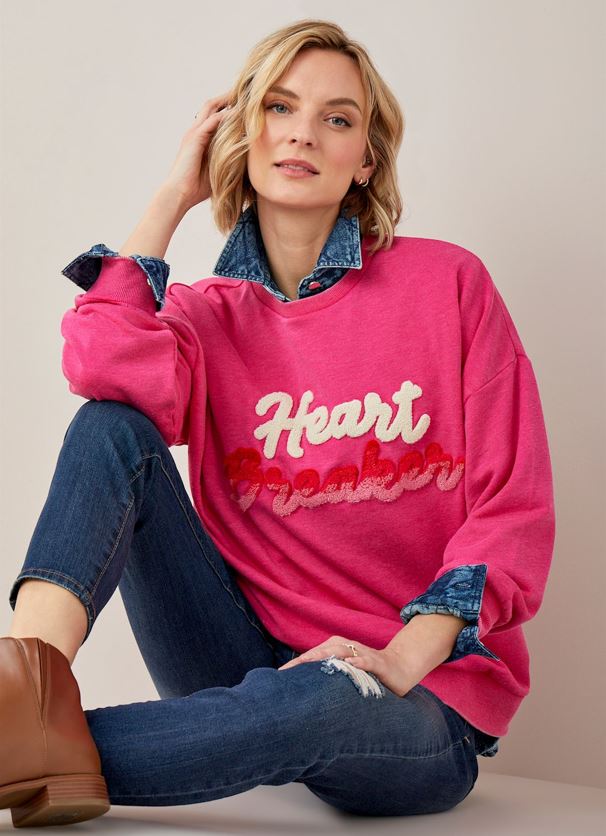 Relaxed Statement Sweatshirt- Heart Breaker