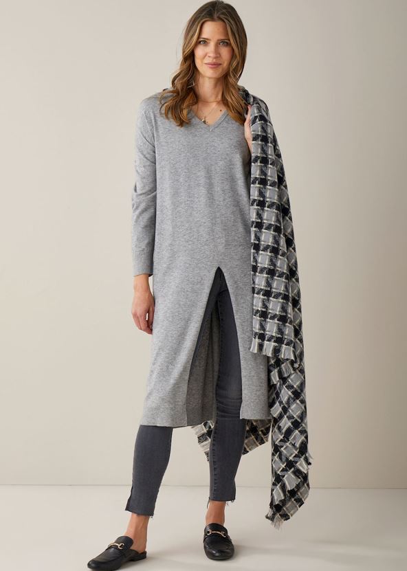 Black Plaid Blanket Scarf