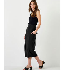 Slit Cargo Midi Skirt, Black