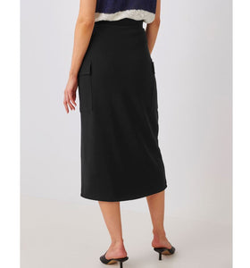 Slit Cargo Midi Skirt, Black