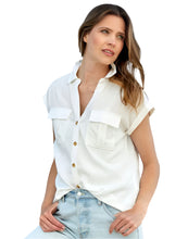 Load image into Gallery viewer, Relaxed Button-Down Lyocell Top, White