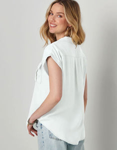 Relaxed Button-Down Lyocell Top, White