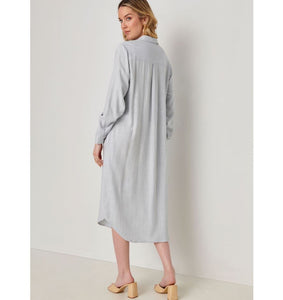 Classic Linen Shirt Dress, Light Blue