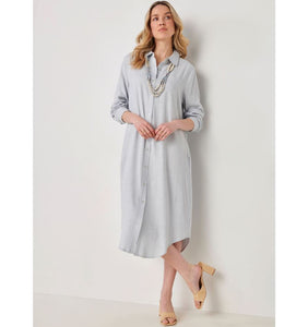 Classic Linen Shirt Dress, Light Blue