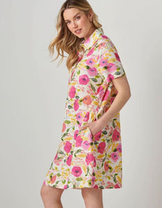 Linen Blend Print Dress, Peony's